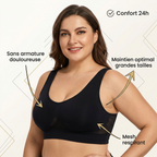 Soutien-gorge sport grande taille sans armature,  mesh respirant, maintien fort, S à 5XL