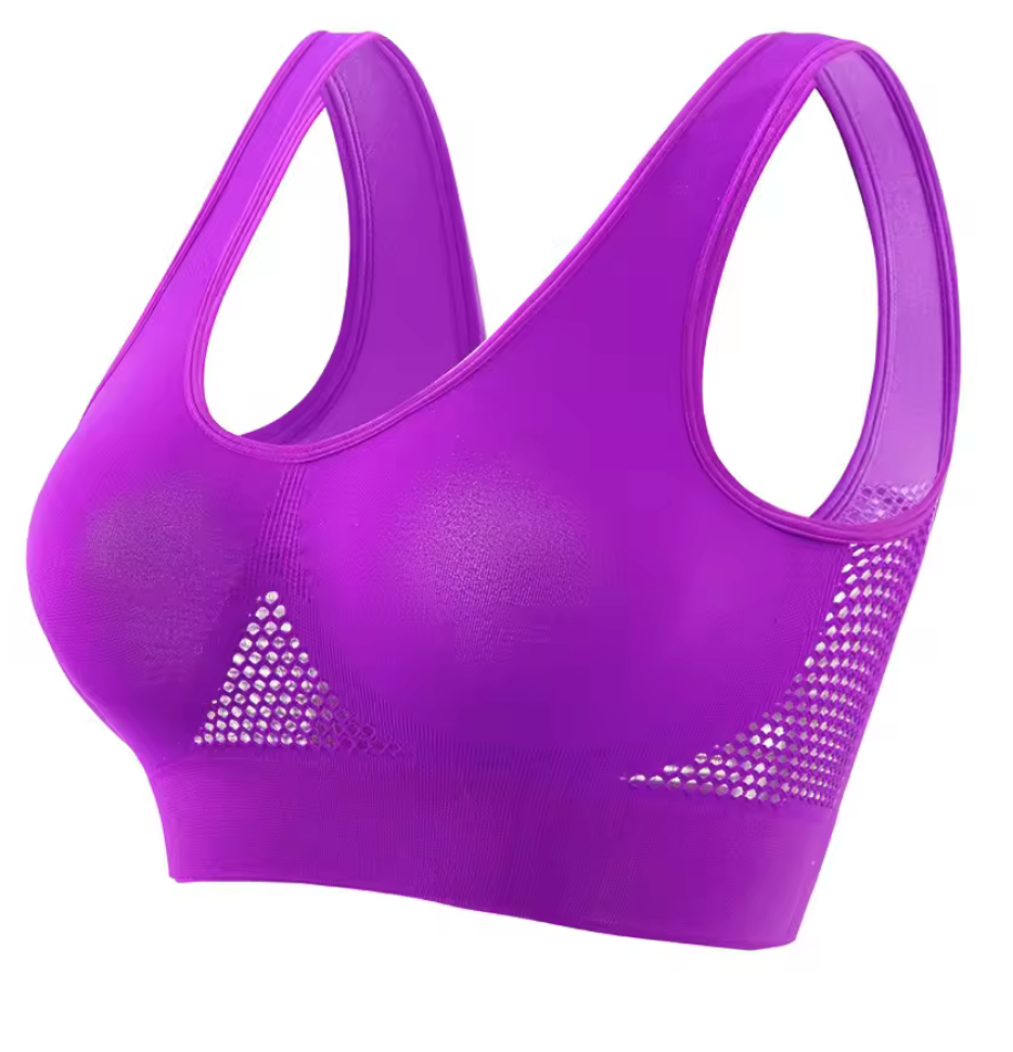 Soutien-gorge sport sans armature,  mesh respirant, maintien fort, S à 5XL