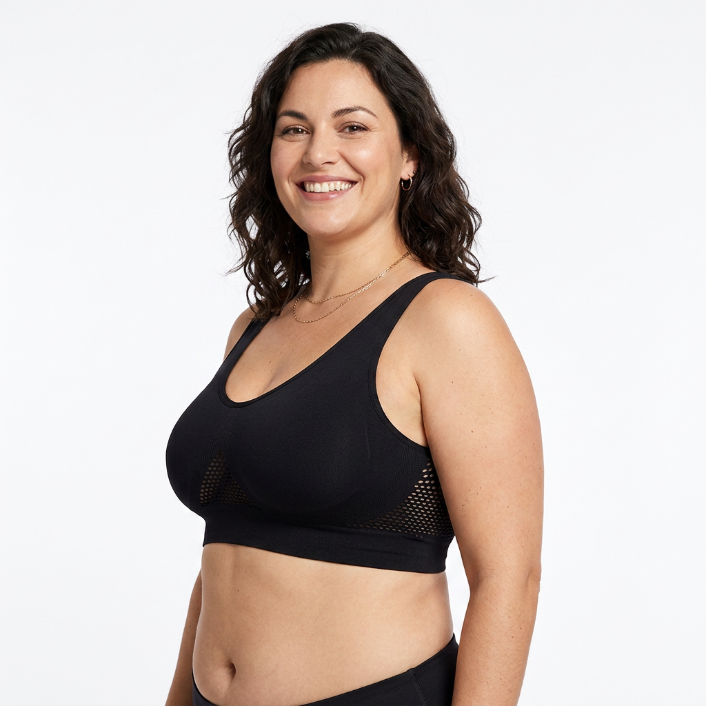 Soutien-gorge sport grande taille sans armature,  mesh respirant, maintien fort, S à 5XL