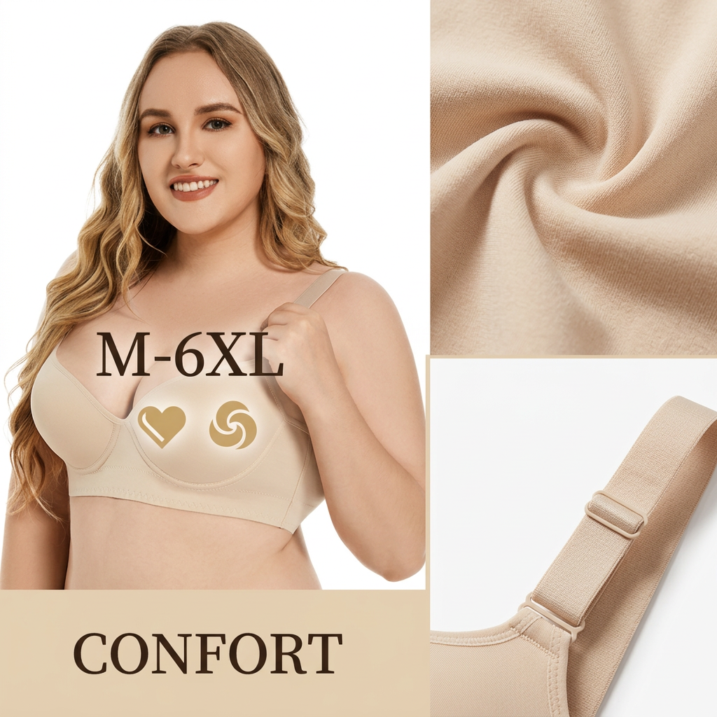 Soutien-Gorge Gainant Sans Armature Grande Taille — Dos Large Correcteur de Posture, Maintien & Silhouette M-6XL