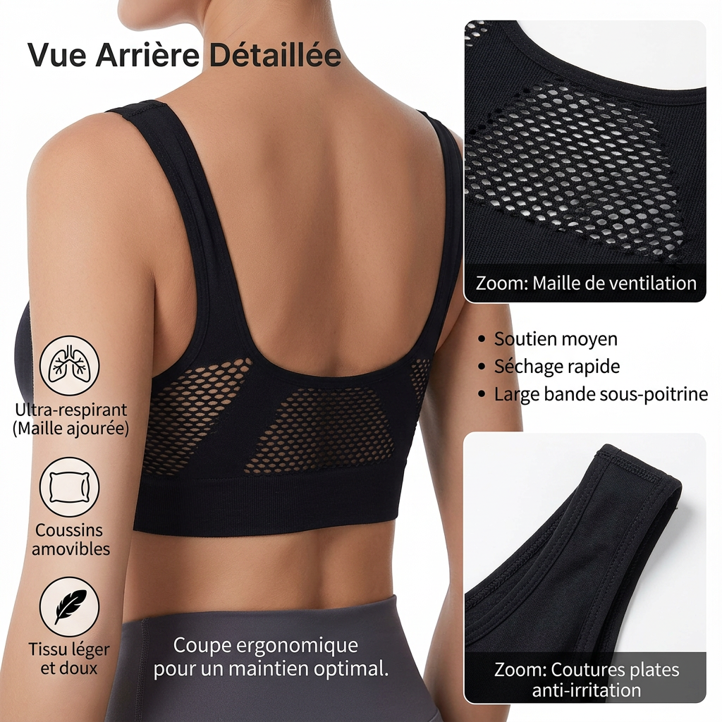 Soutien-gorge sport sans armature — Maintien adapté